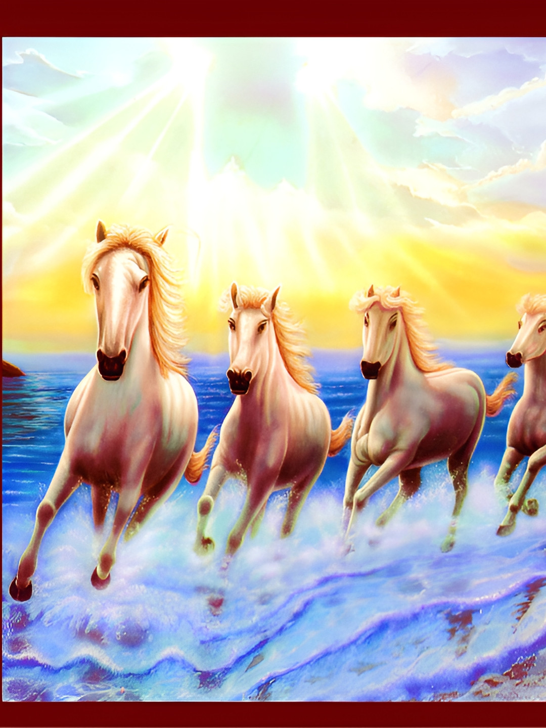 British Terminal Blue & Yellow Running Horses Painting Wall Poster