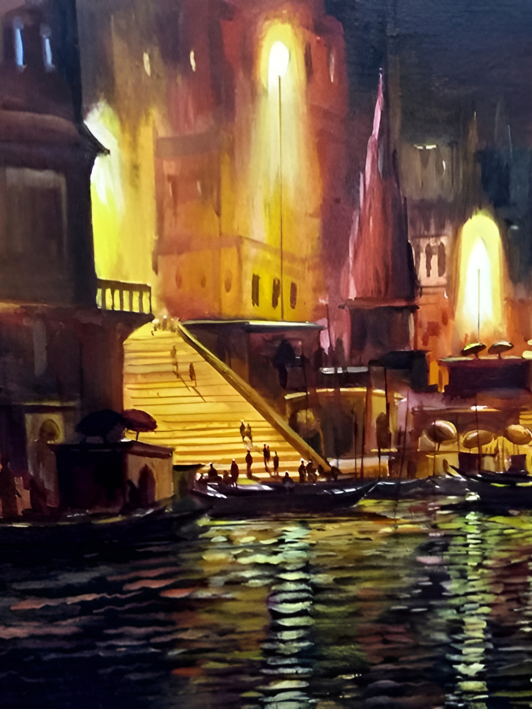 British Terminal Gold-Toned & Beige Building Painting Wall Sticker