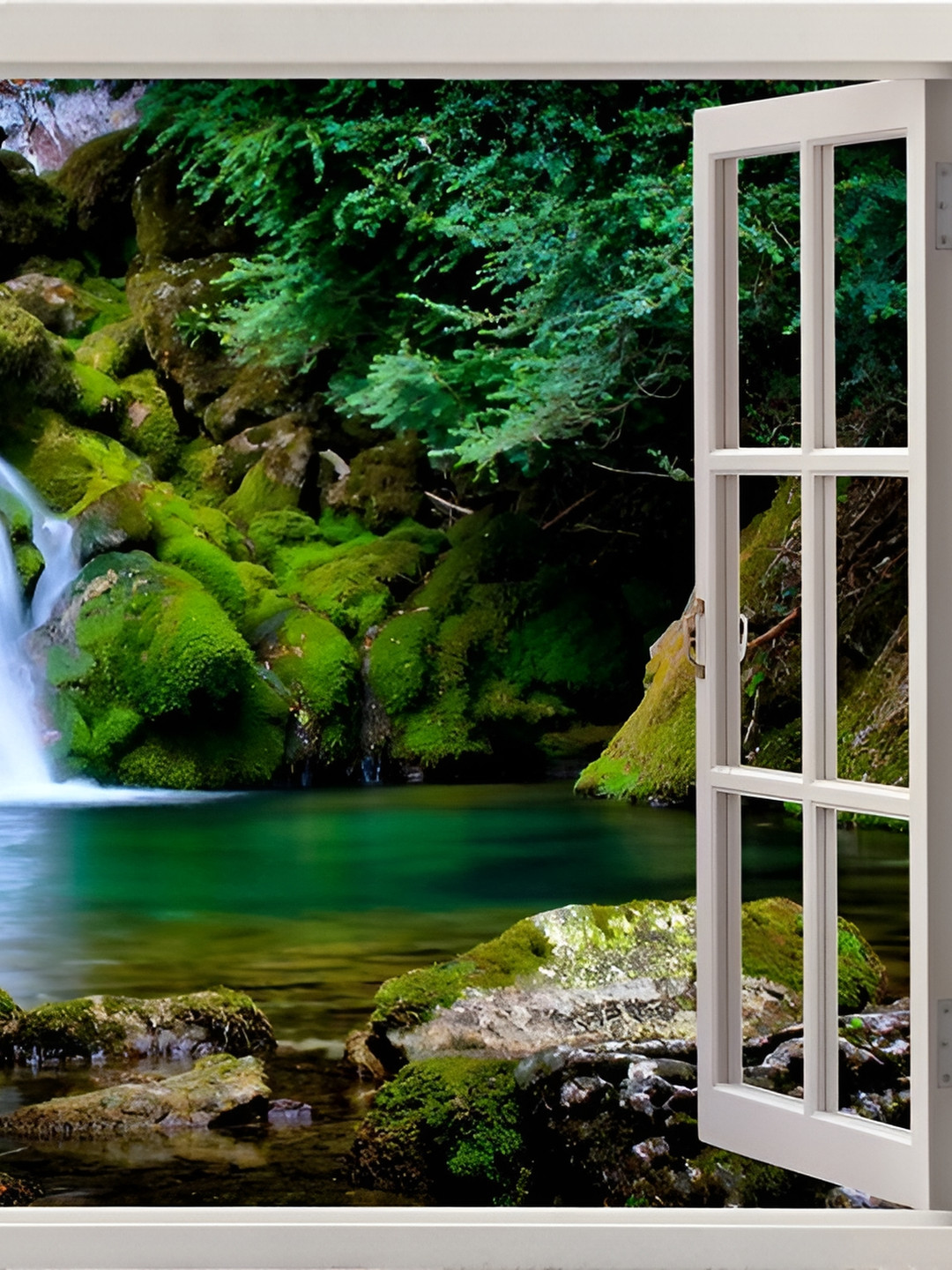 British Terminal Green & White Paper Botanical Wall Sticker