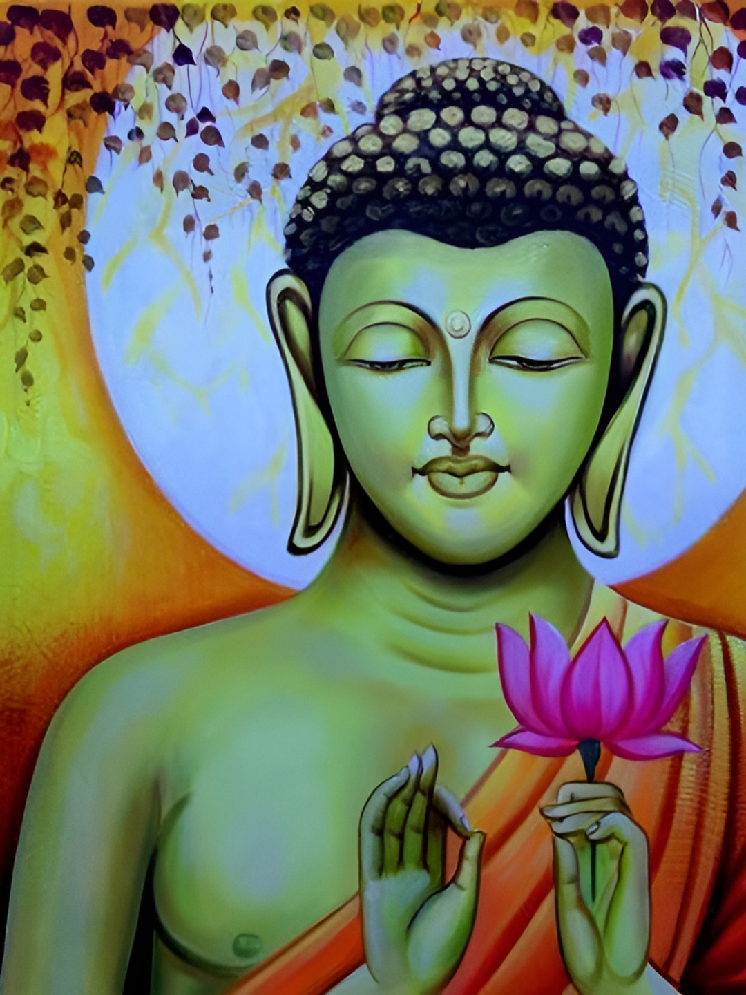 British Terminal Orange & Blue Buddha Religious Wall Poster
