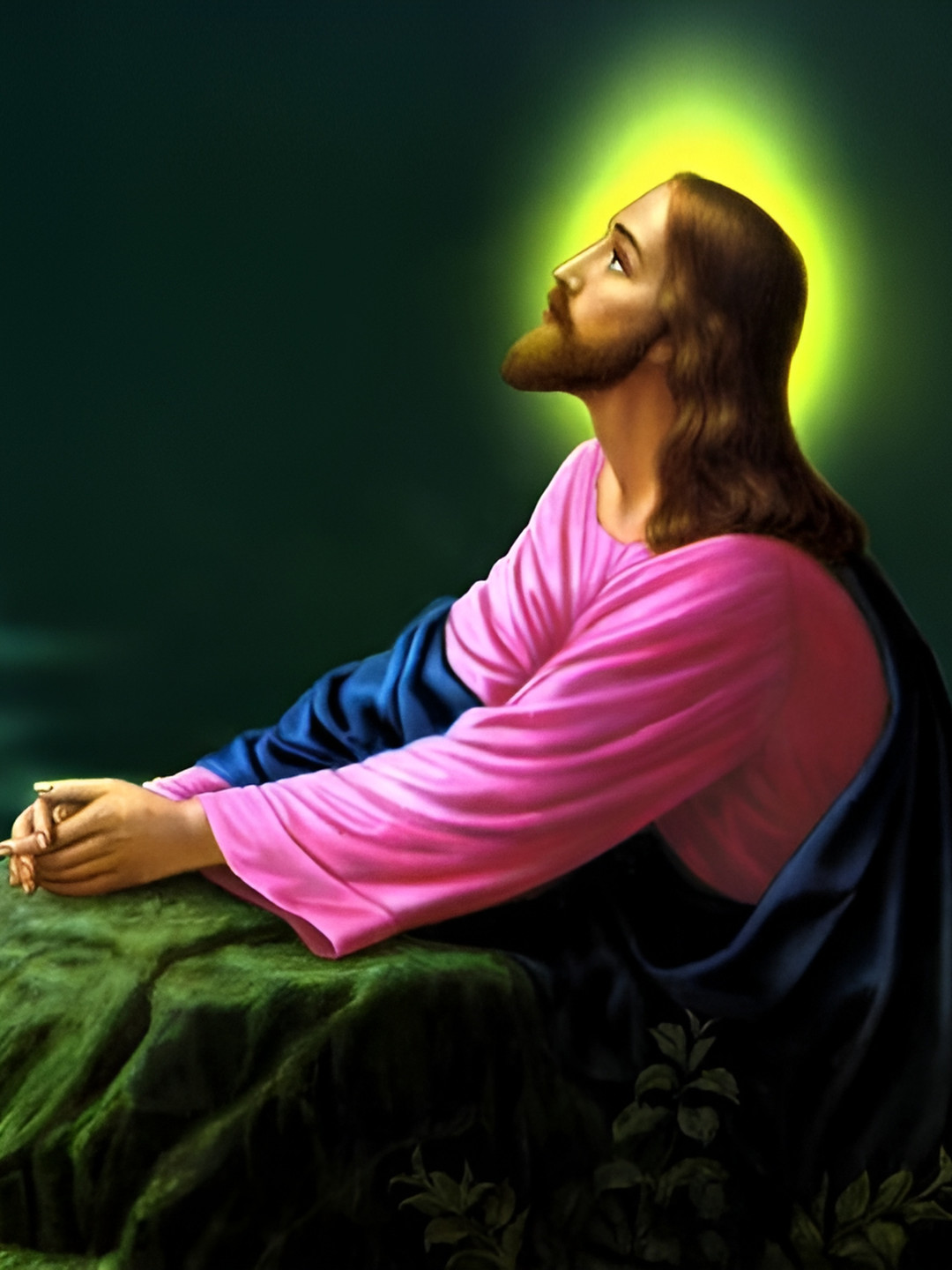 British Terminal Pink & Green Paper Religious Wall Poster