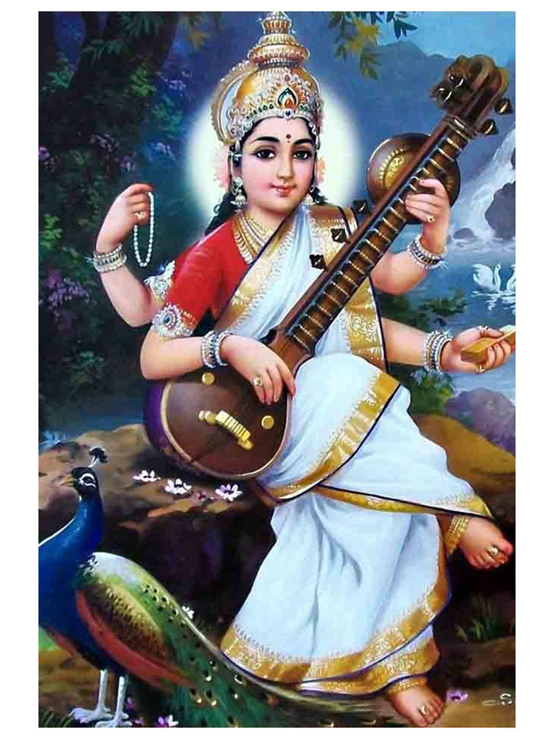 British Terminal Ma Saraswati Wall Painting Sticker