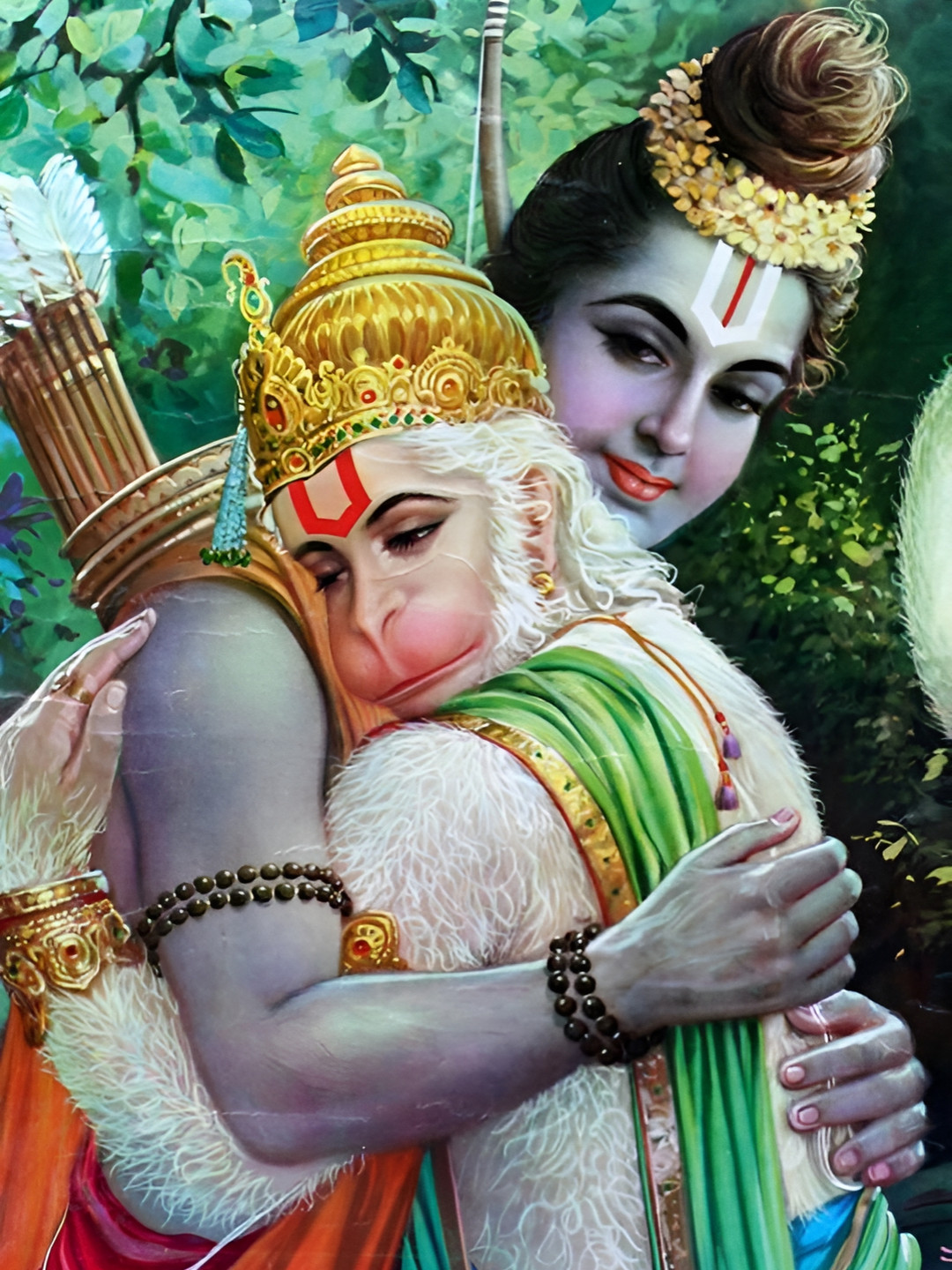 British Terminal Blue & Green Lord Rama & Hanuman ji Religious Wall Sticker