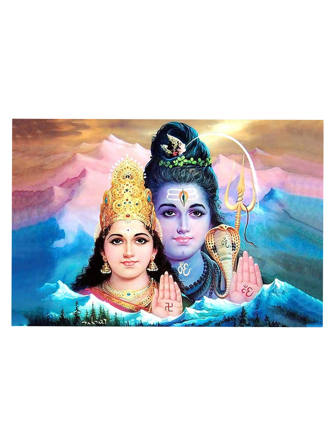 British Terminal Blue & Black Paper Religious Paintings Wall Art