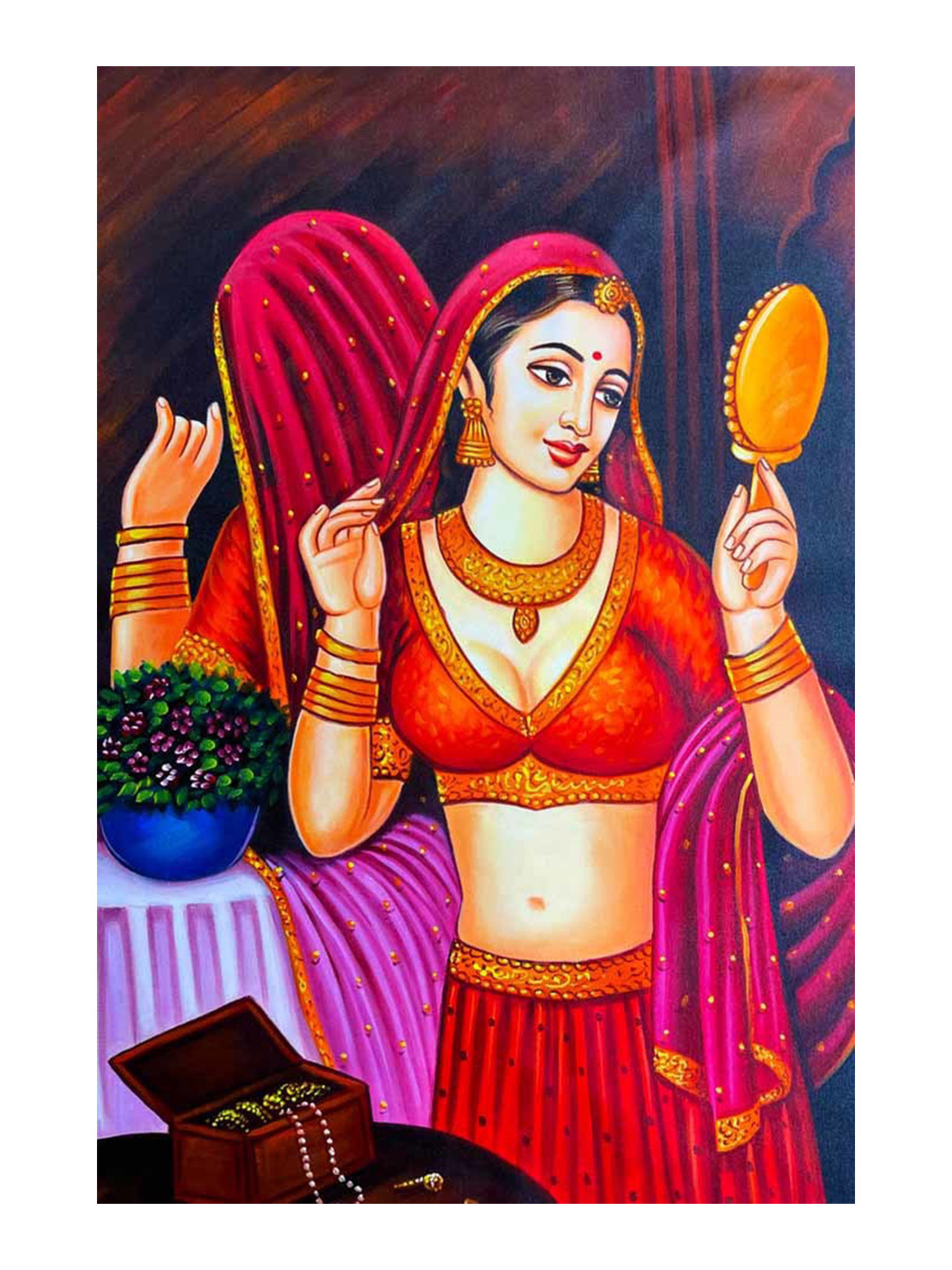 British Terminal Red Rajasthani Figurative Wall Poster