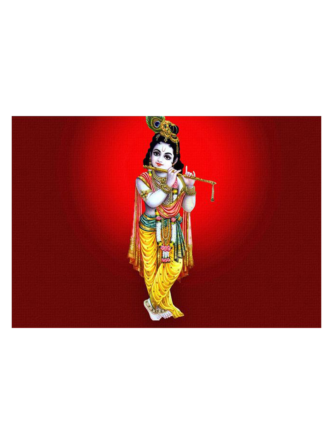 British Terminal Red & White Lord Krishna Religious Wall Poster