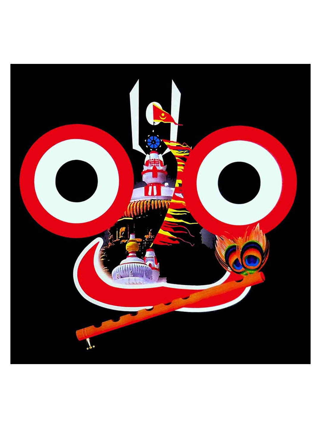 British Terminal Black & Red Jagannath Religious Printed Wall Poster