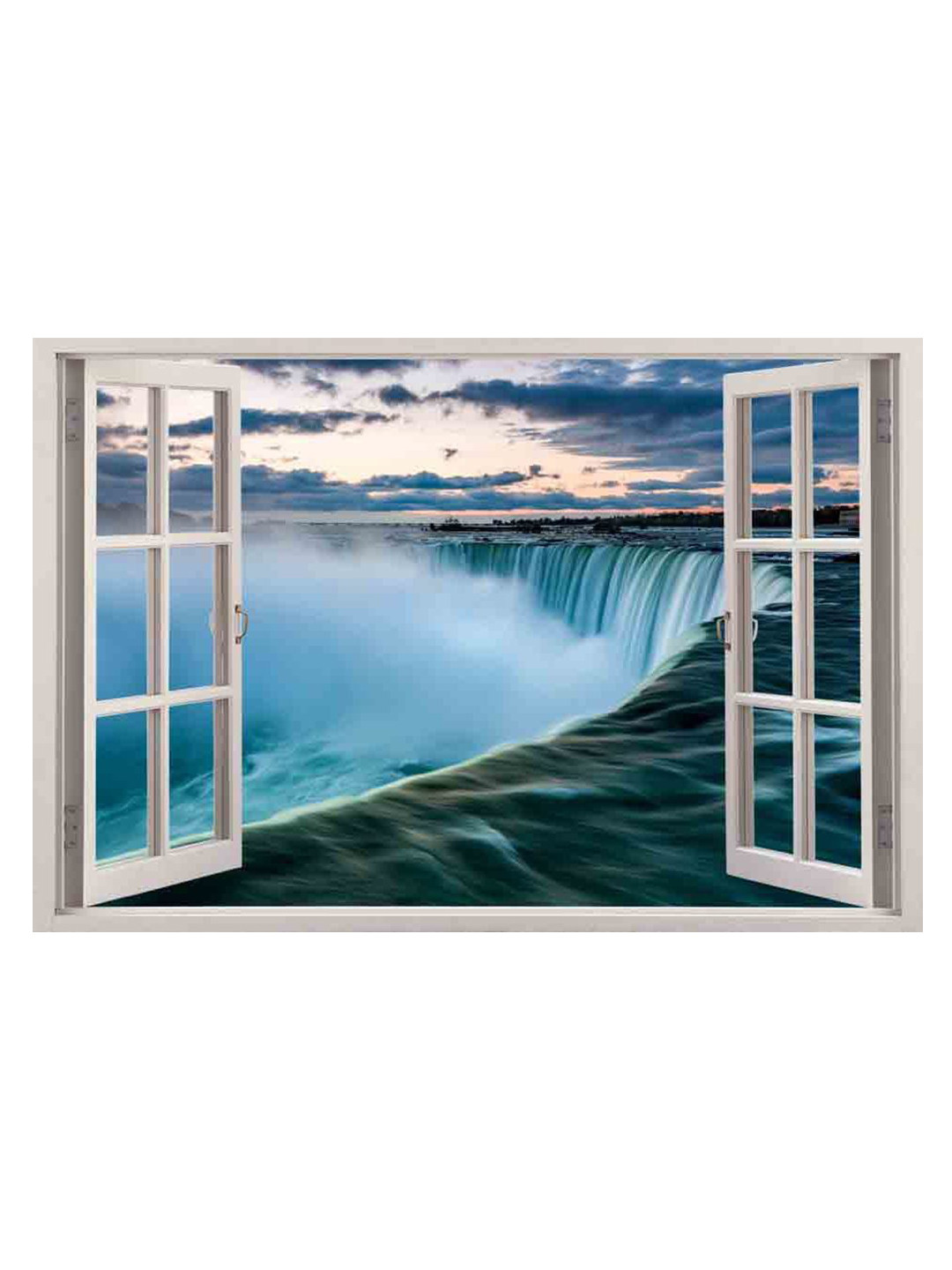 British Terminal Blue & White Lake View Scenery Wall Sticker