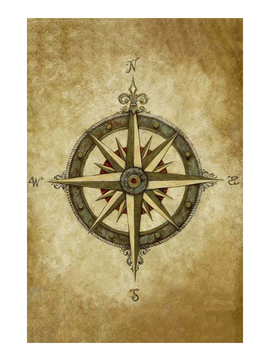 British Terminal Brown Antique Compass Wall Sticker