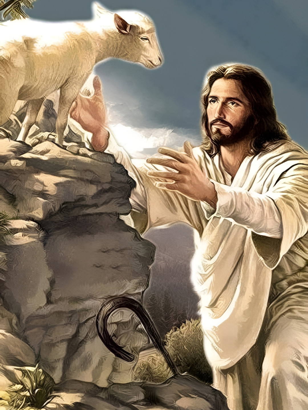 British Terminal Beige & Blue Printed Religious Wall Sticker