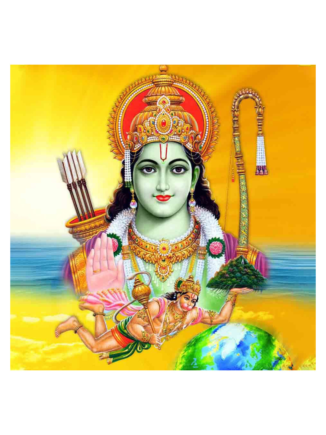 British Terminal Yellow & Gold Toned Waterproof Lord Ram Wall Poster