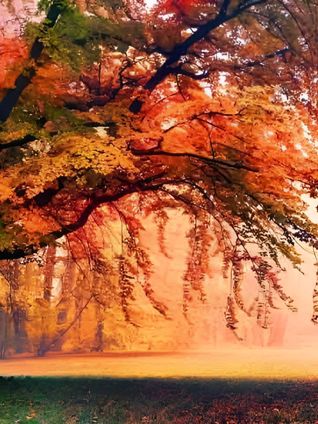 British Terminal Peach & Green Waterproof Floral & Botanical Wall Poster