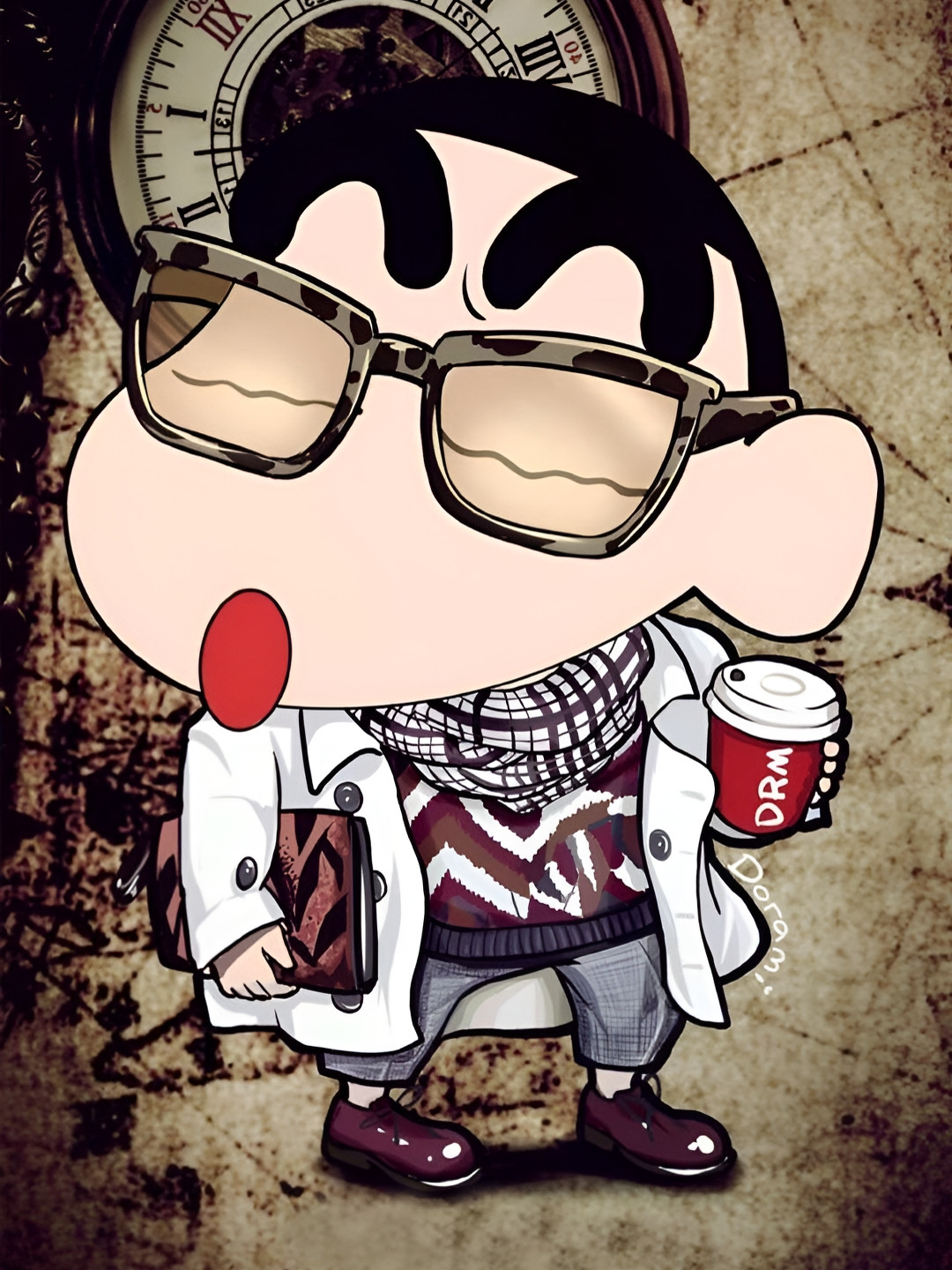 British Terminal Red & White Cartoon Character Waterproof Wall Poster