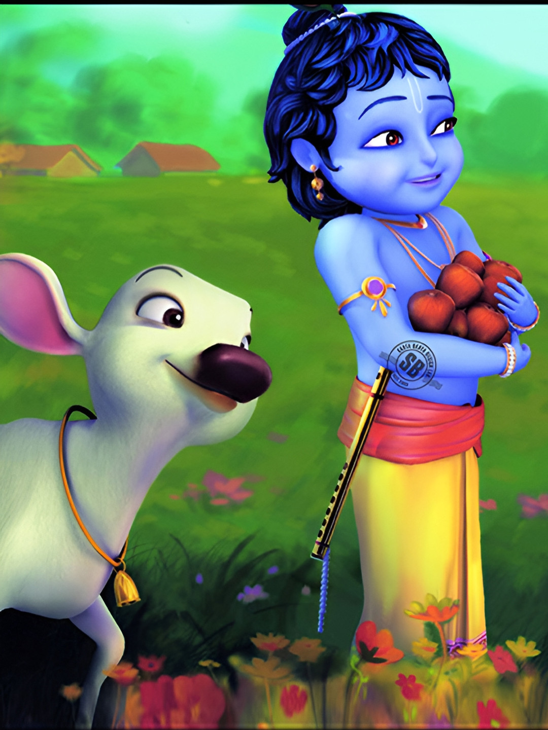 British Terminal Green & Pink Paper Cartoon Characters Printed Wall Poster