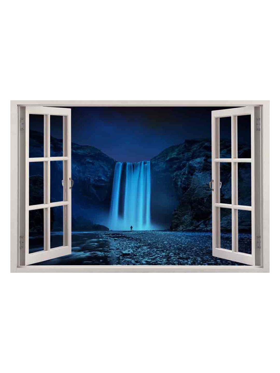 British Terminal White & Blue Floral & Botanical Waterproof Wall Poster