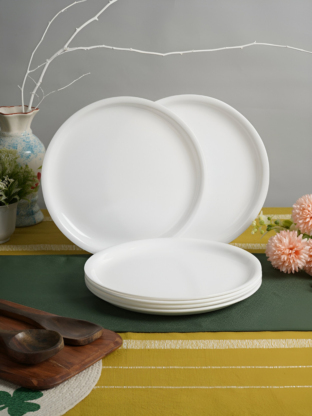 Aura White 6Pcs Melamine Glossy Plates
