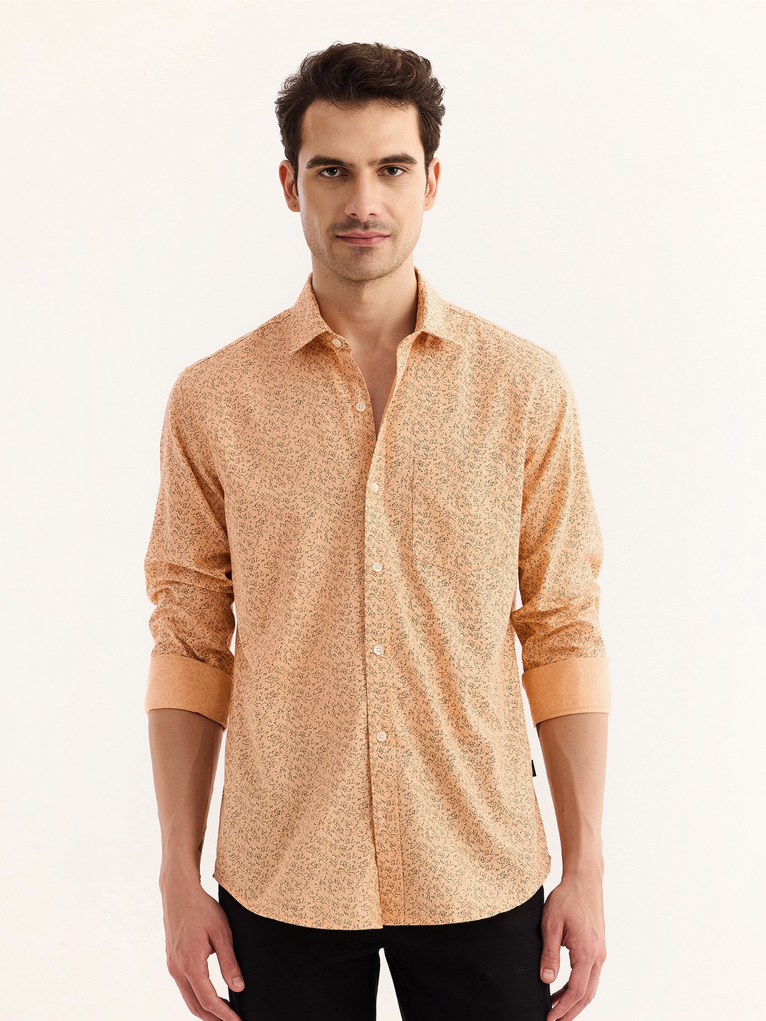 Red Flame Floral Printed Pure Cotton Casual Shirt