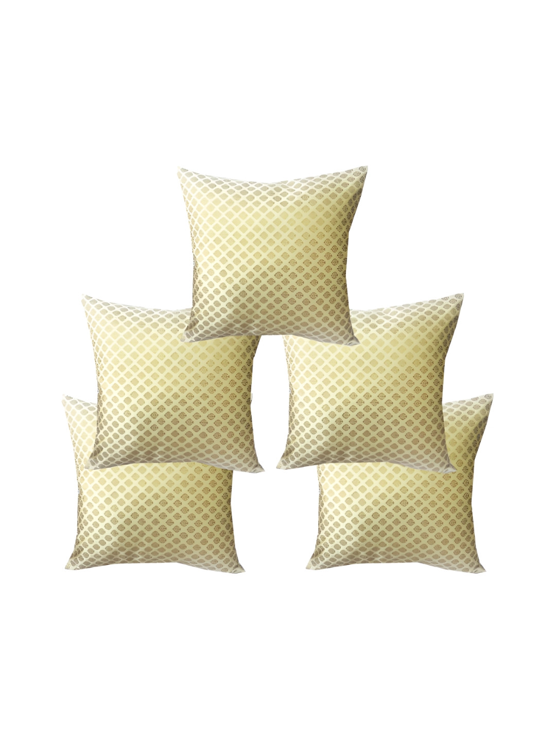 Pink Parrot Ethnic Motifs Jacquard Silk Anti-Wrinkle 5 Pcs Patchwork Cushion Covers -16x16In