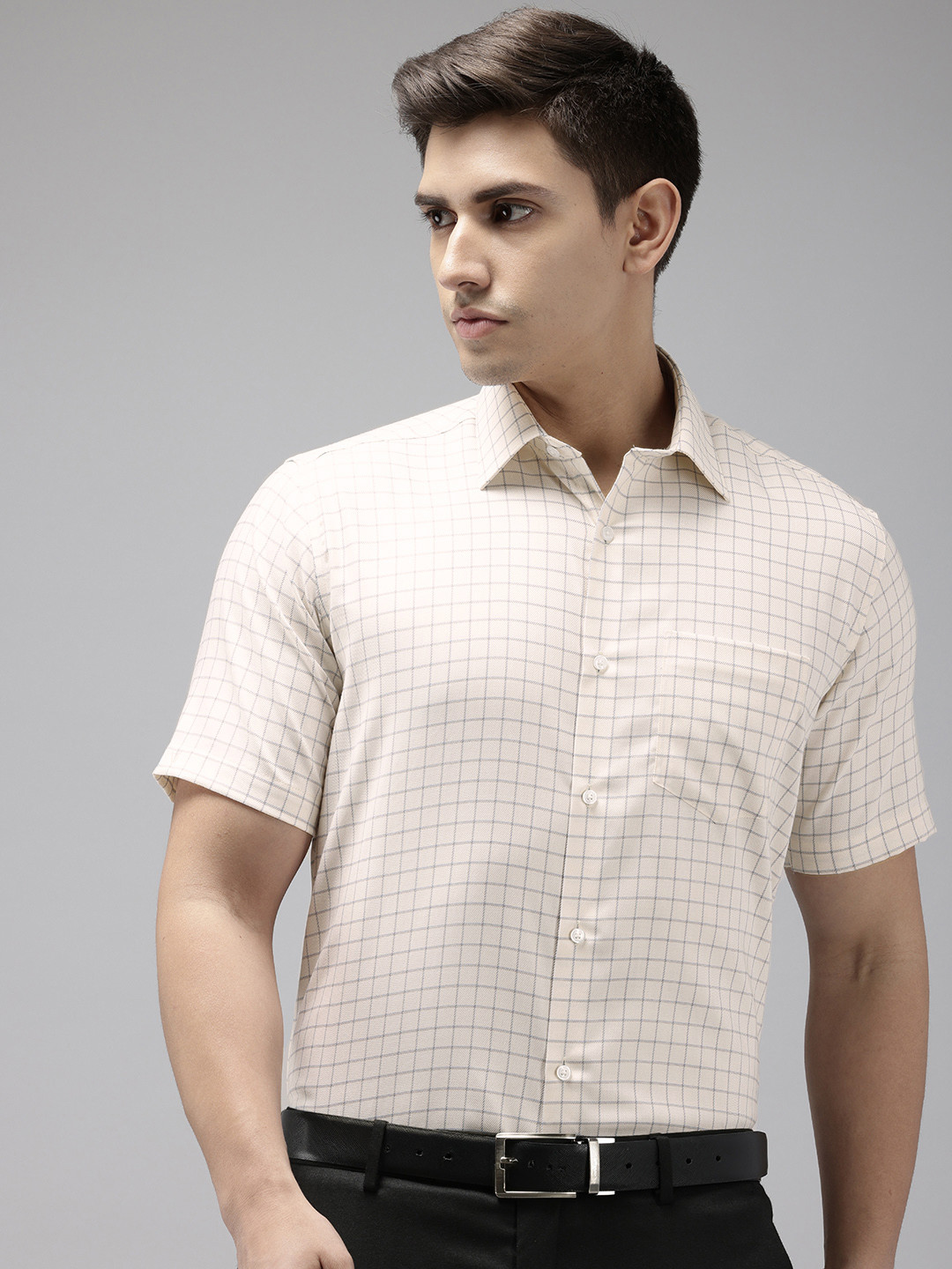 Van Heusen Pure Cotton Custom Grid Tattersall Checked Formal Shirt