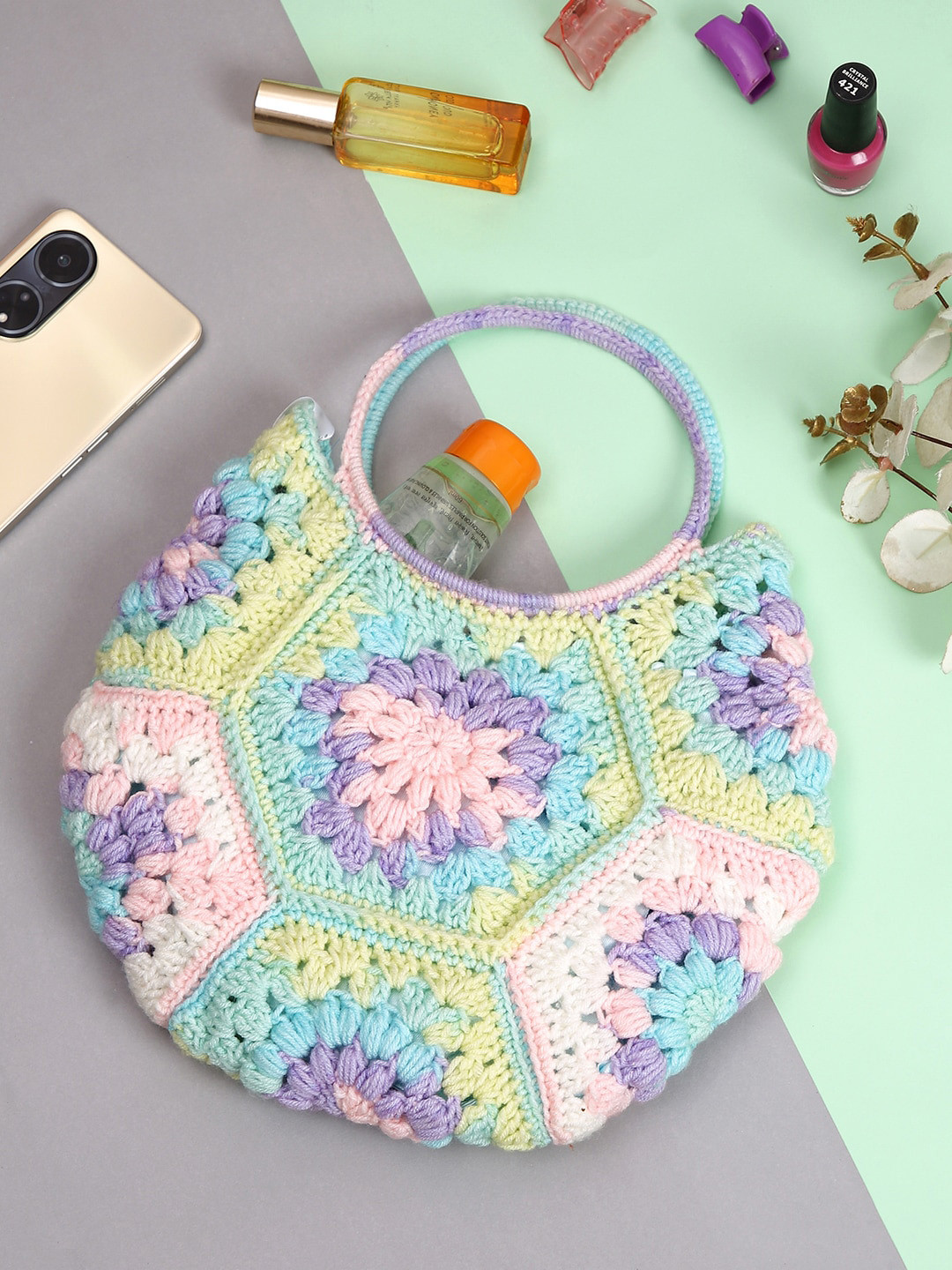Magic Needles Self Design Hexagon Handheld Bag