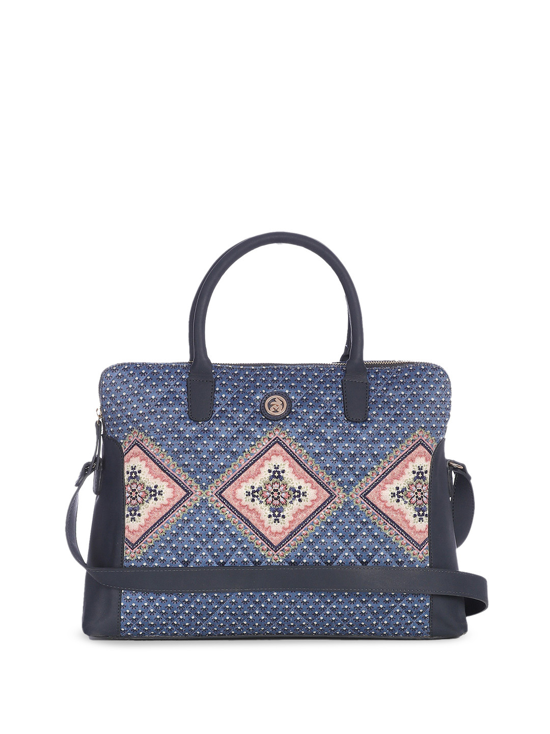 Label Ritu Kumar Ethnic Motifs Printed Structured Cotton Handheld Bag