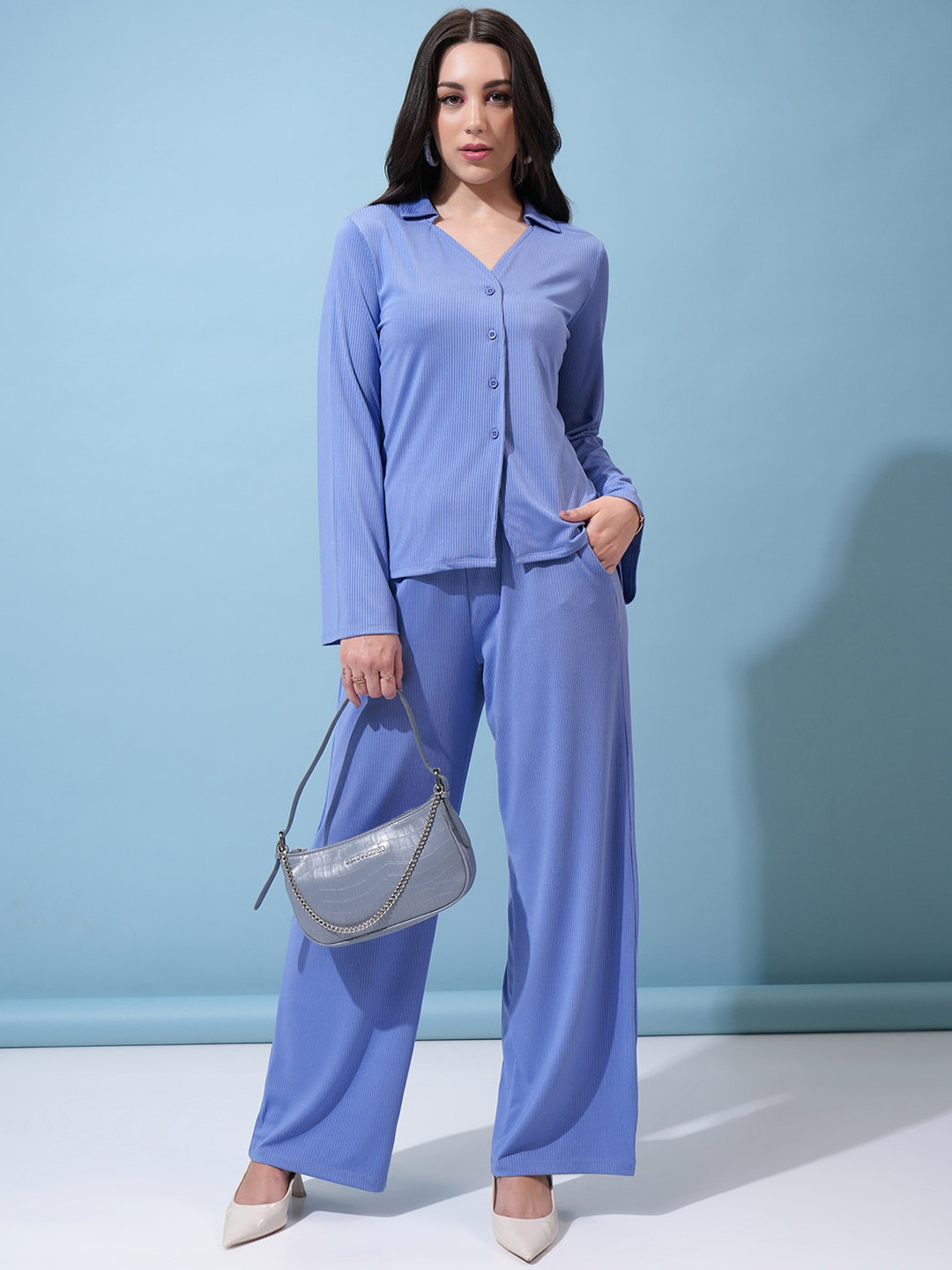 Tokyo Talkies Blue Shirt Collar With Trouser