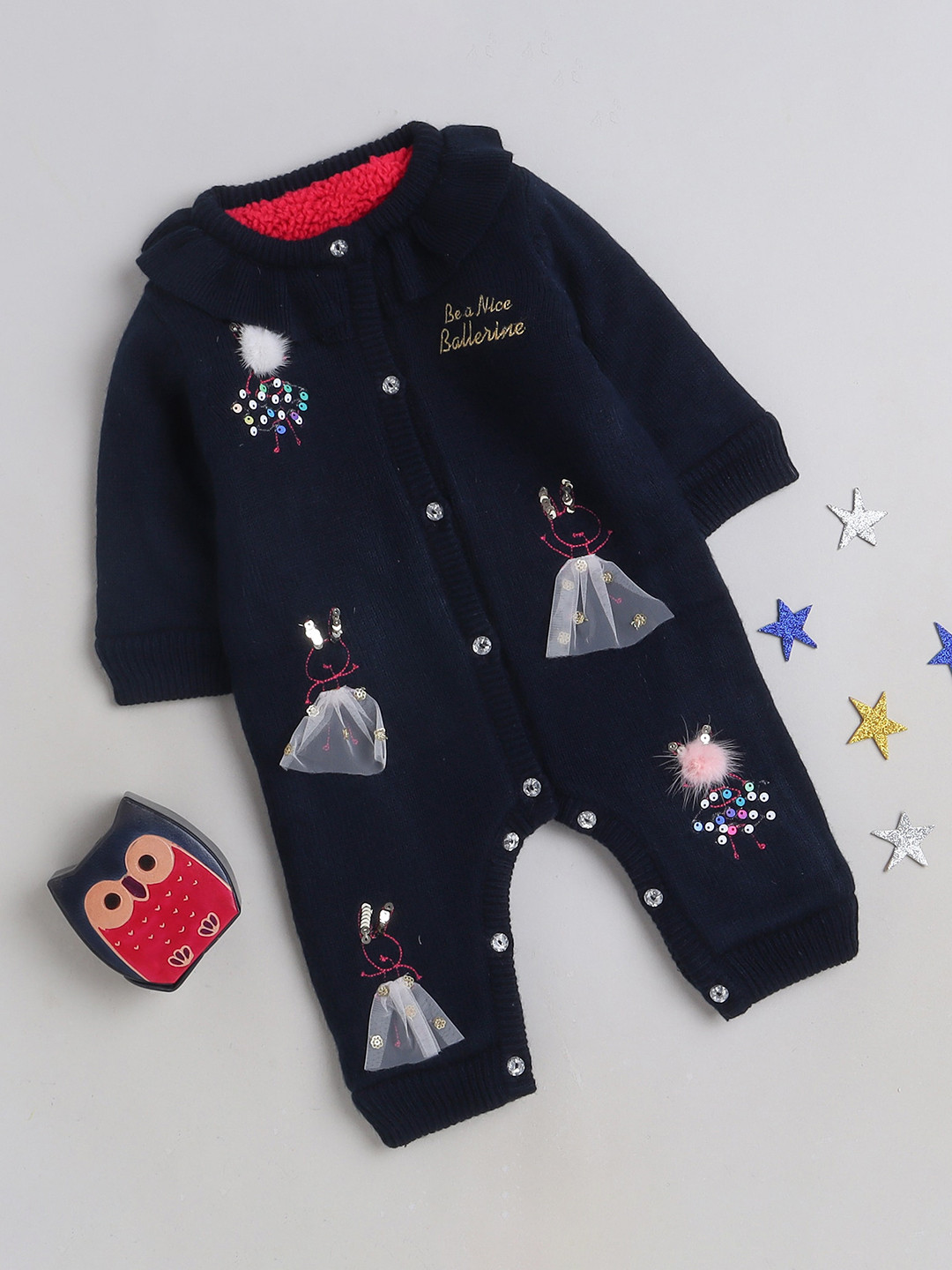 Yellow Apple Infants Embellished Bamboo Rompers