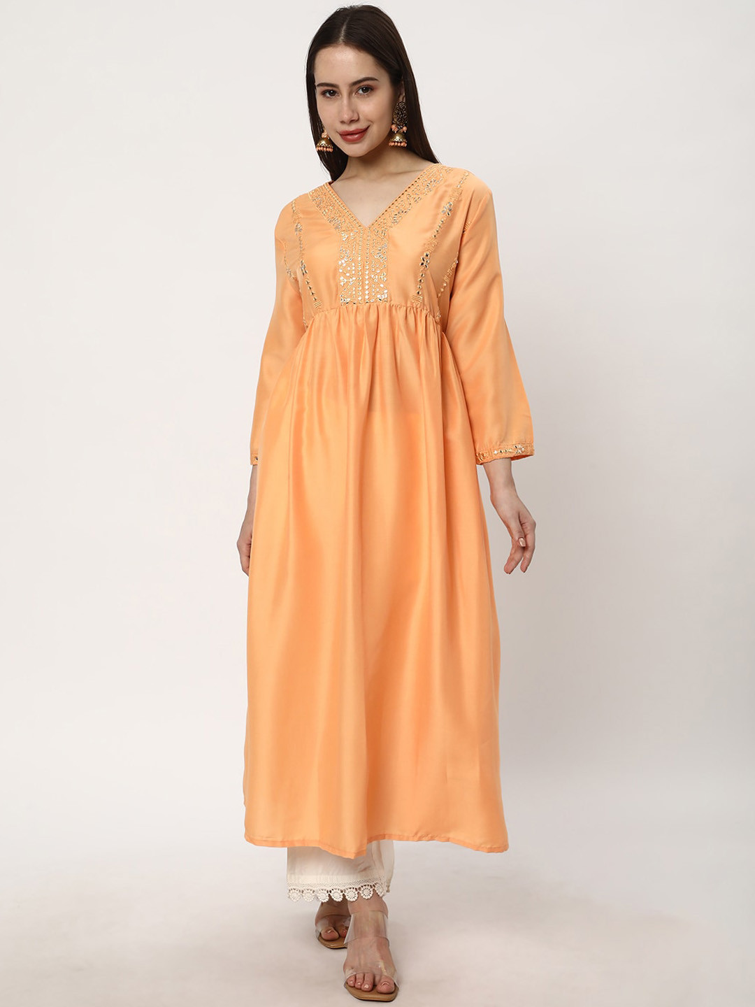 R&B Embroidered V-Neck Anarkali Kurta