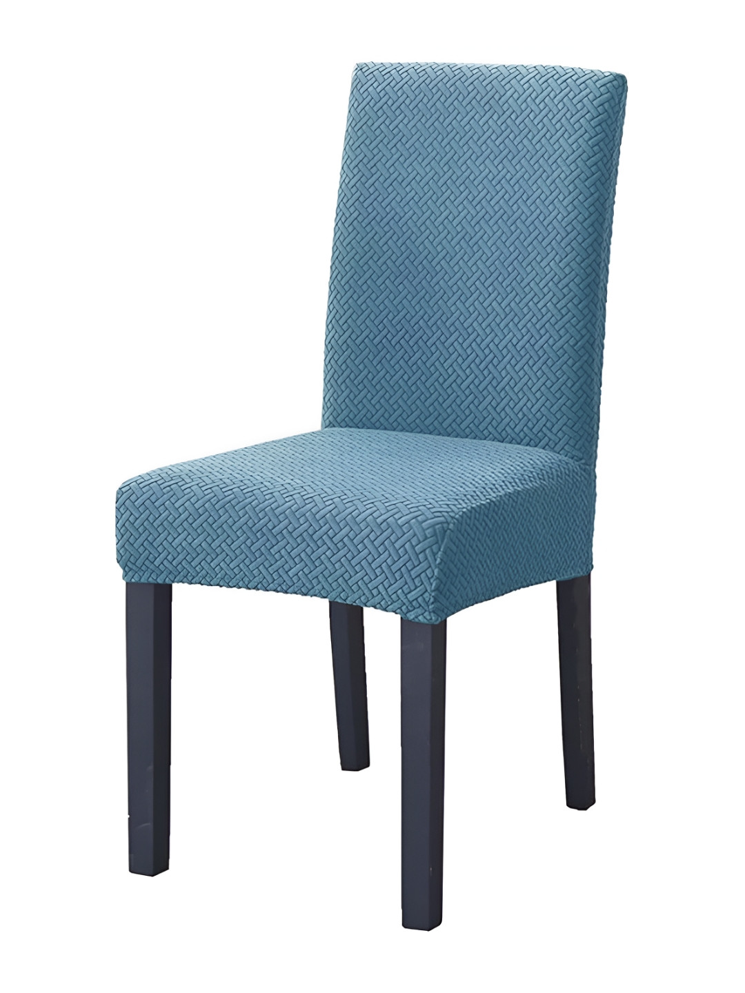 HOUSE OF QUIRK Blue Self Design Removable Washable Chair Cover