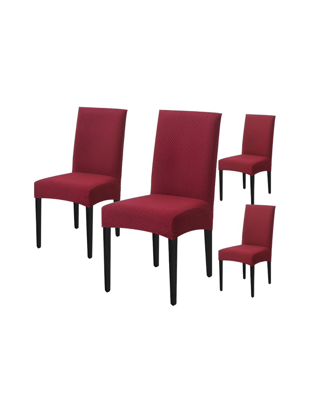 HOUSE OF QUIRK Maroon 4 Pieces Self Design Removable Washable Chair Cover