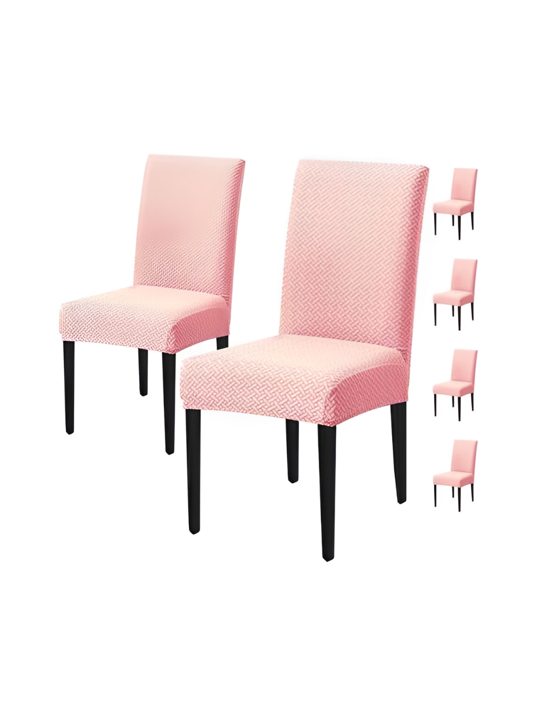 HOUSE OF QUIRK Pink 6 Pieces Self Design Removable Washable Chair Cover