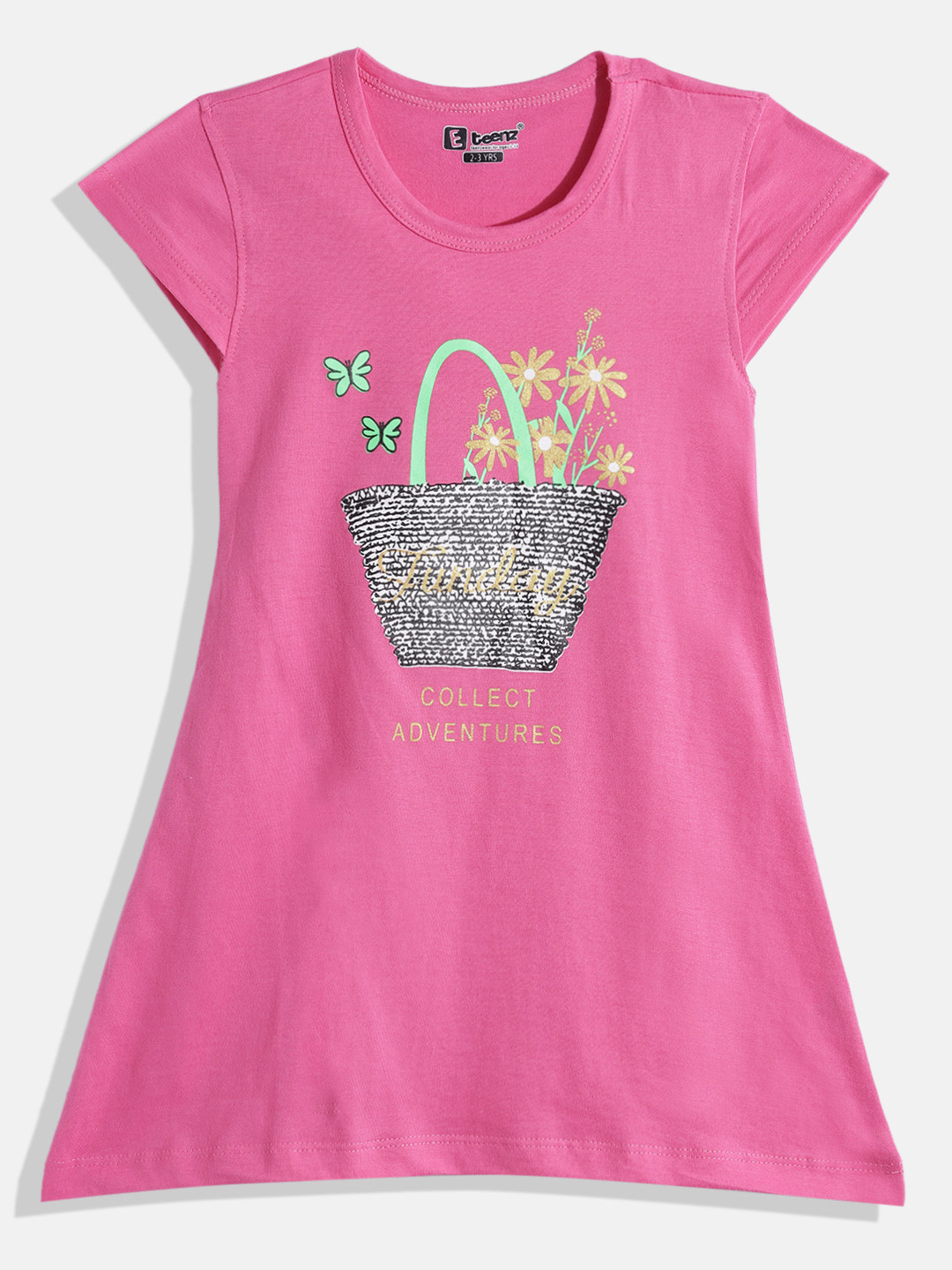 Eteenz Girls Premium Cotton Graphic Printed A-Line Dress
