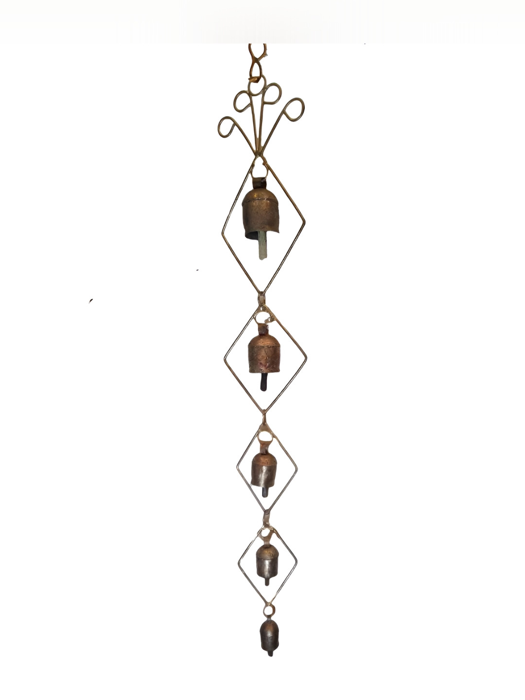 INDIA MEETS INDIA Brown Textured Brass Windchimes