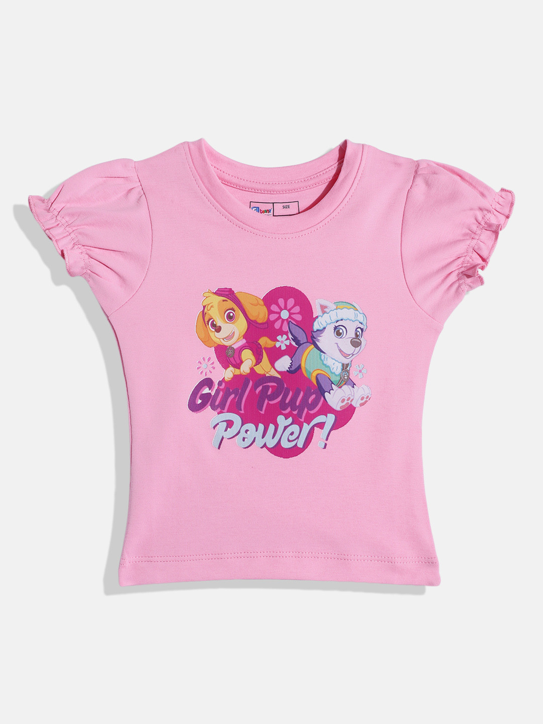 Eteenz Infant Girls Paw Patrol Print Puff Sleeve Cotton Top