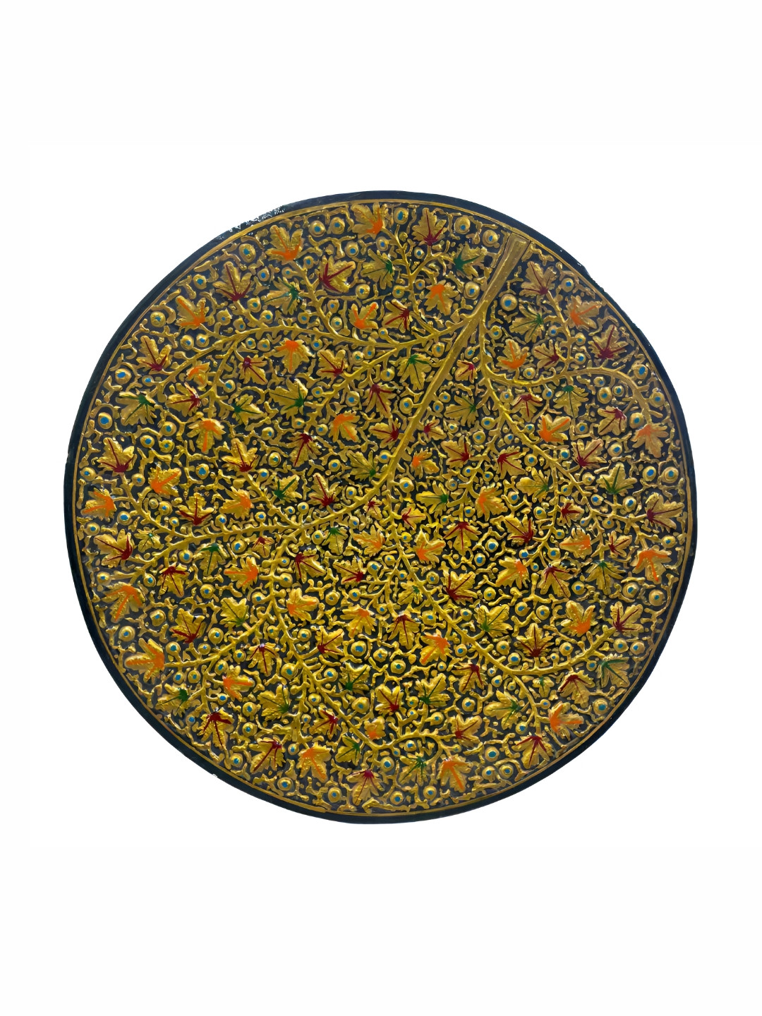 INDIA MEETS INDIA Papier Mache Wood Glossy Hanging Hall Wall Plates-11.8In