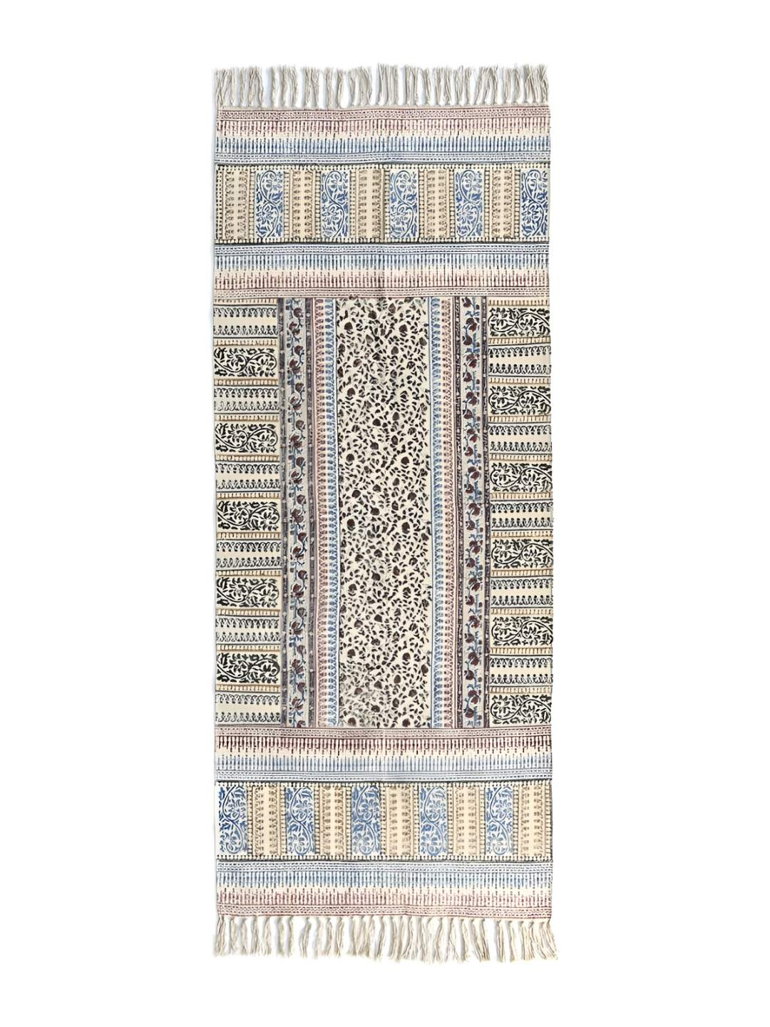 Art Avenue Maroon & Green Printed Cotton Rug Dhurrie Runner