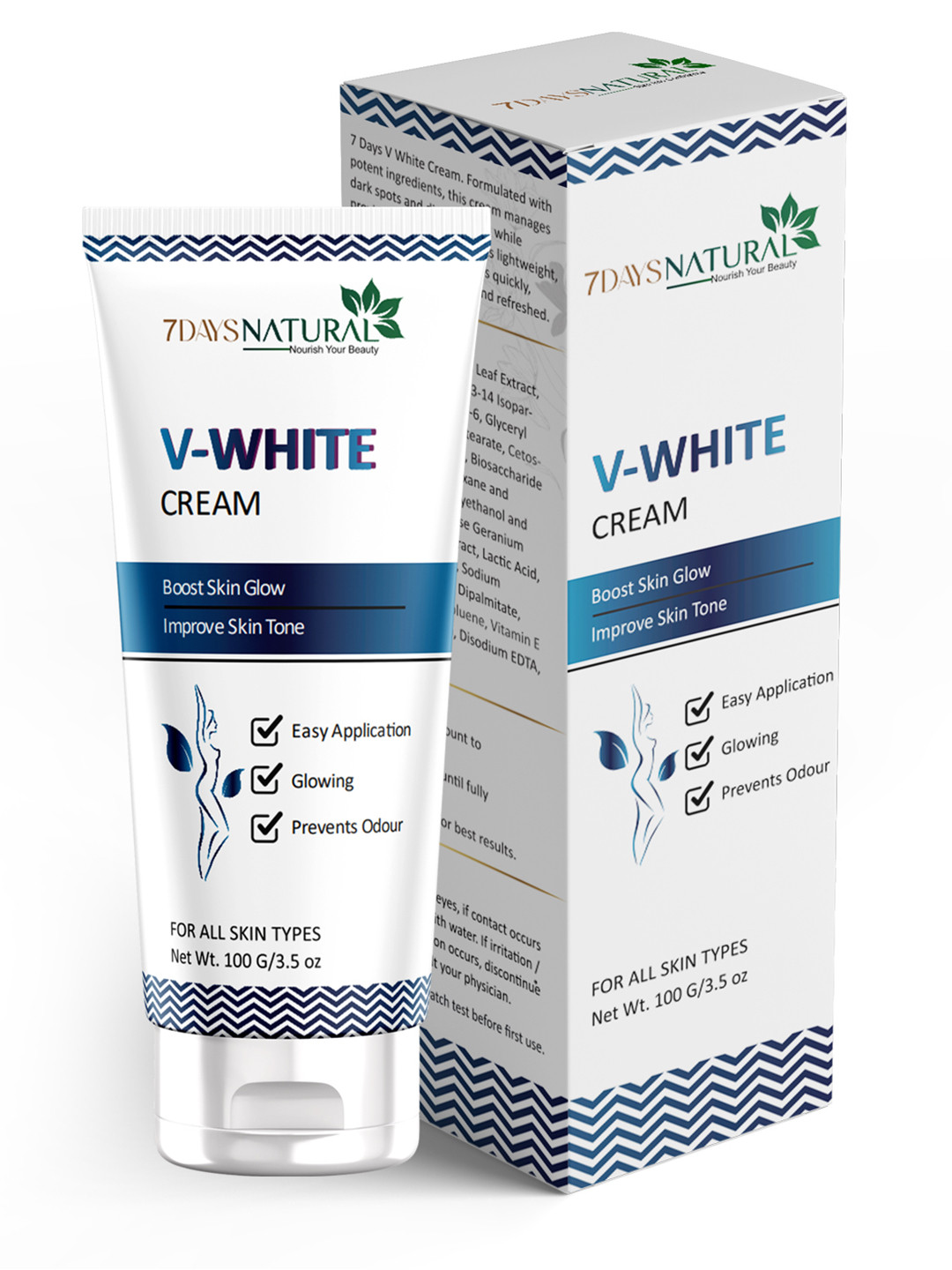 7DAYSNATURAL Natural V - White Intimate Hygiene Cream- 100g