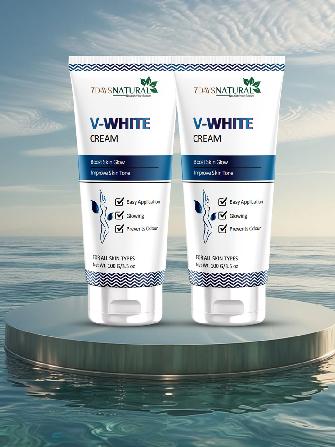7DAYSNATURAL Set Of 2 V - White Intimate Hygiene Cream - 100g Each