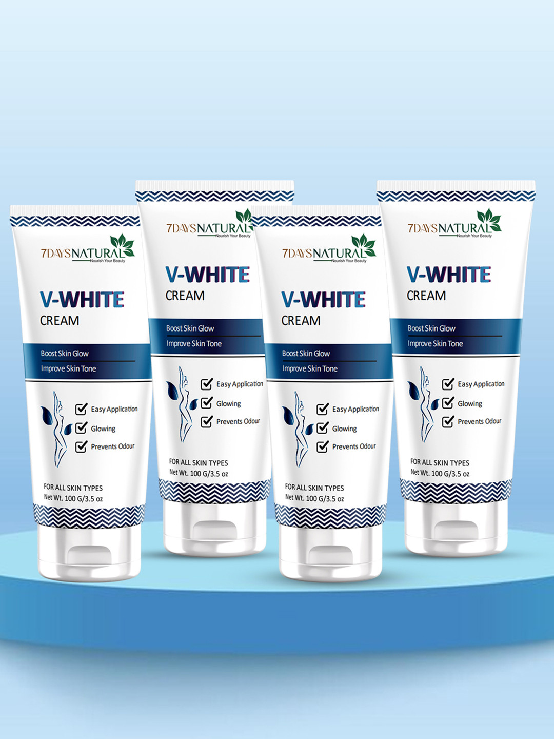 7DAYSNATURAL Set Of 4 V-White Intimate Hygiene Cream - 100g Each