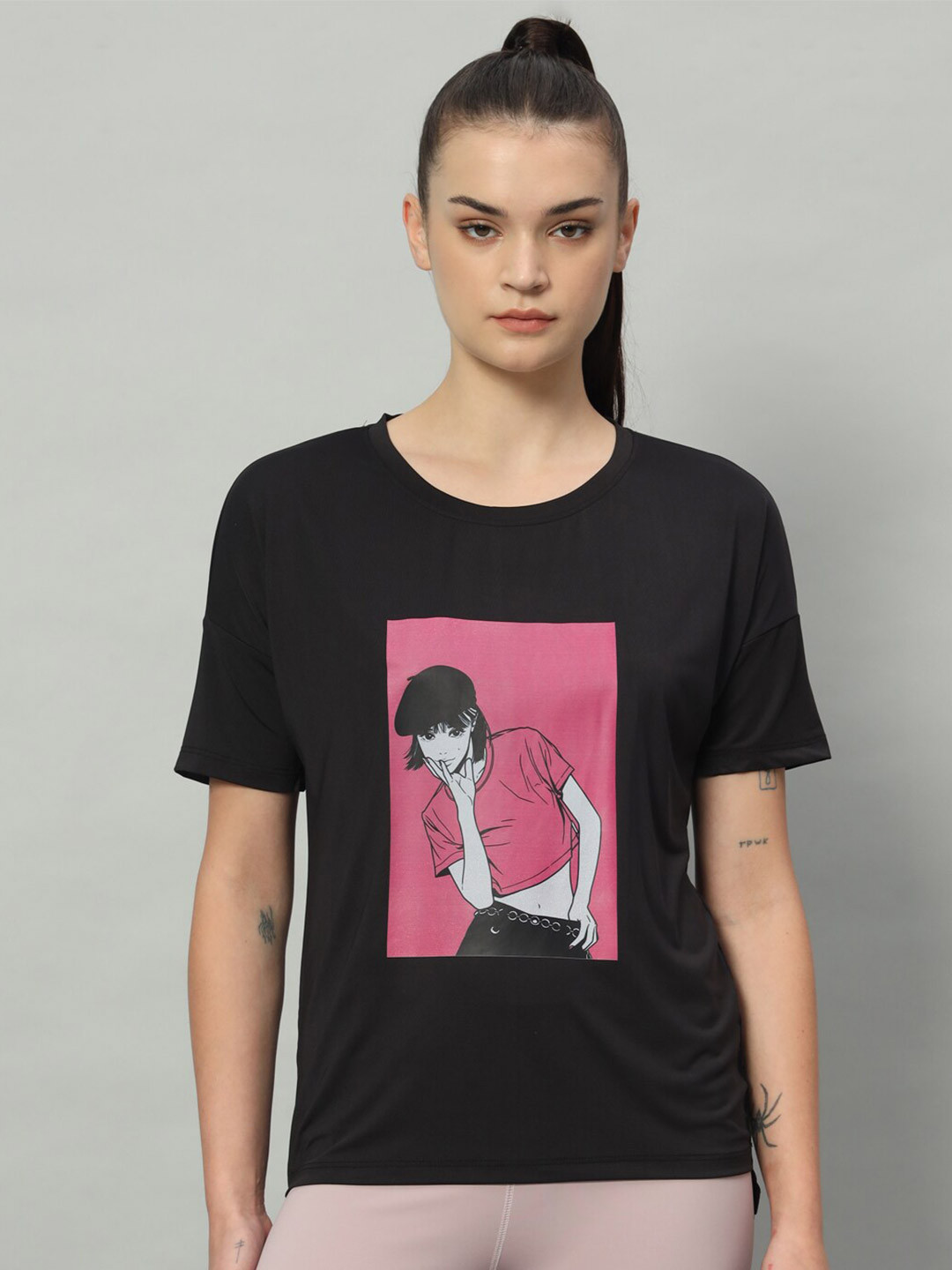 MKH Graphic Print Dri-FIT Drop-Shoulder Sleeves Relaxed Fit T-shirt