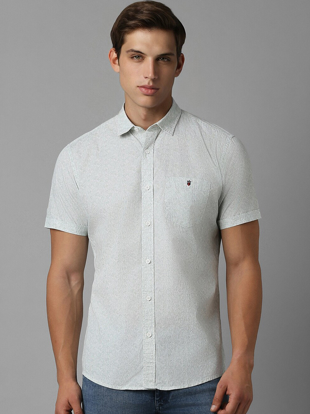 Louis Philippe Jeans Slim Fit Micro Disty Printed Pure Cotton Casual Shirt