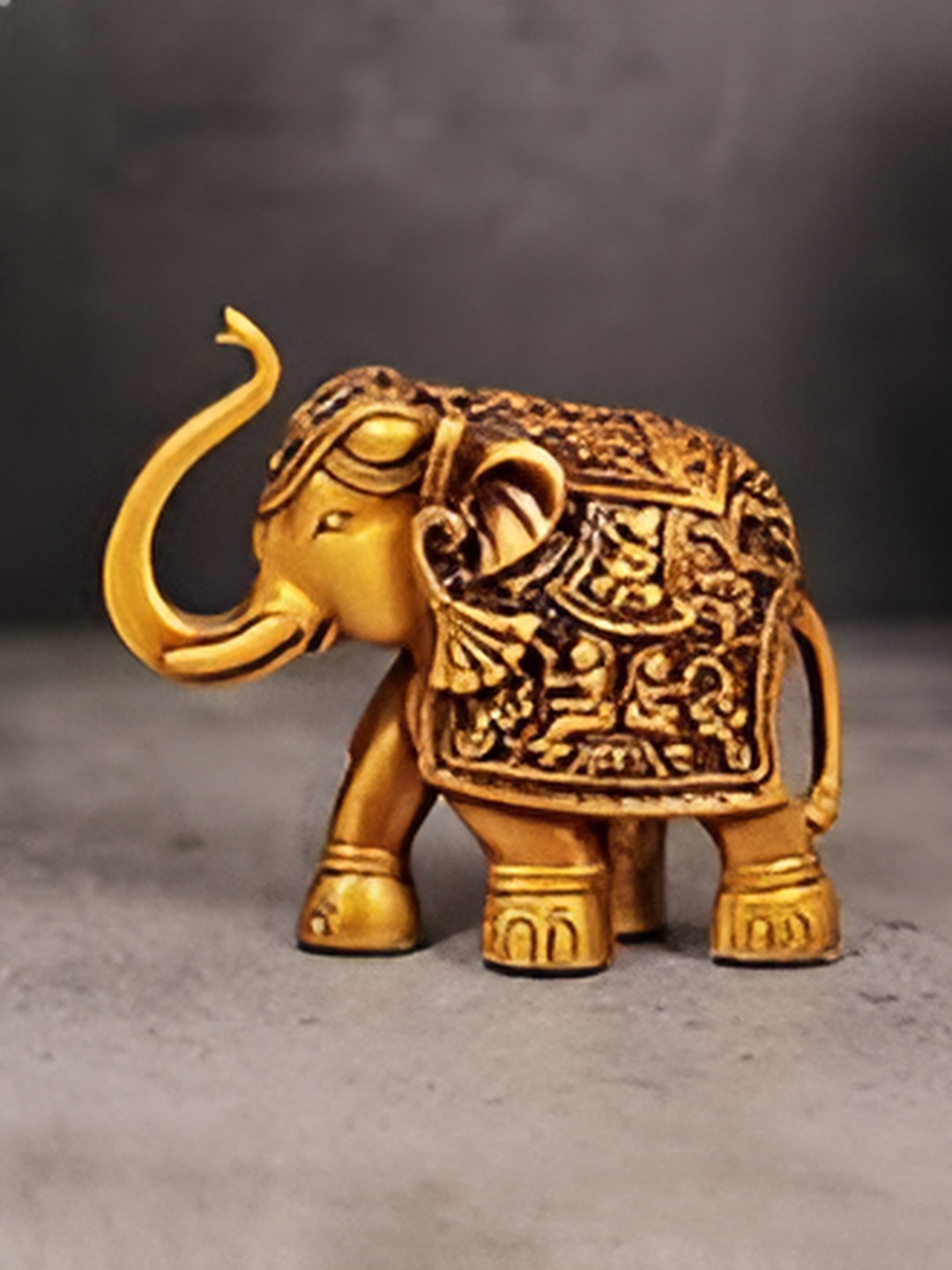 Artarium LLP Gold Toned Royal Elephant Religious Figurine Showpiece