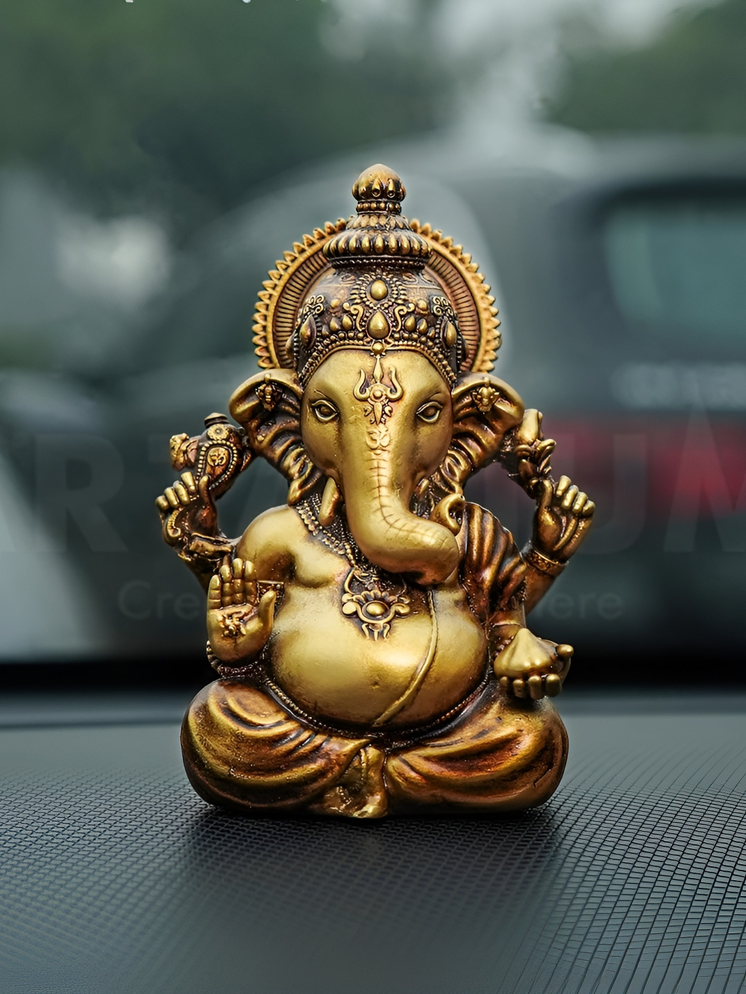 Artarium LLP Vighnaharta Ganesha Idol for Puja & Home Decor (Antique, 3.5 Inch)