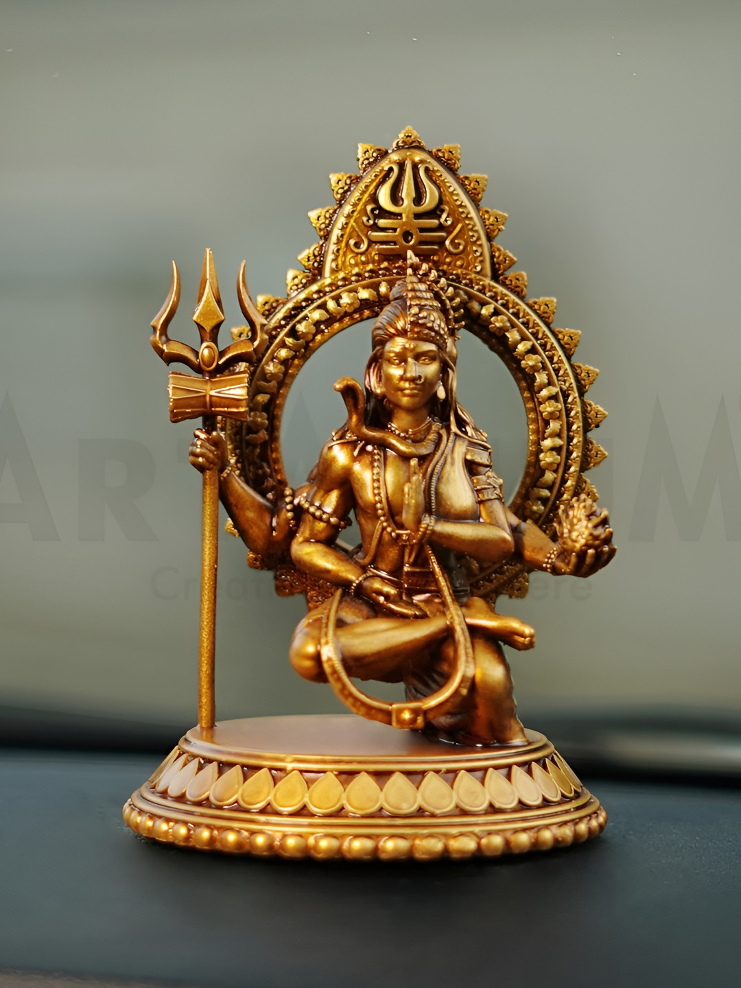 Artarium LLP Gold Resin Natural Prayer Room Medium Showpiece - 3.4 Inches