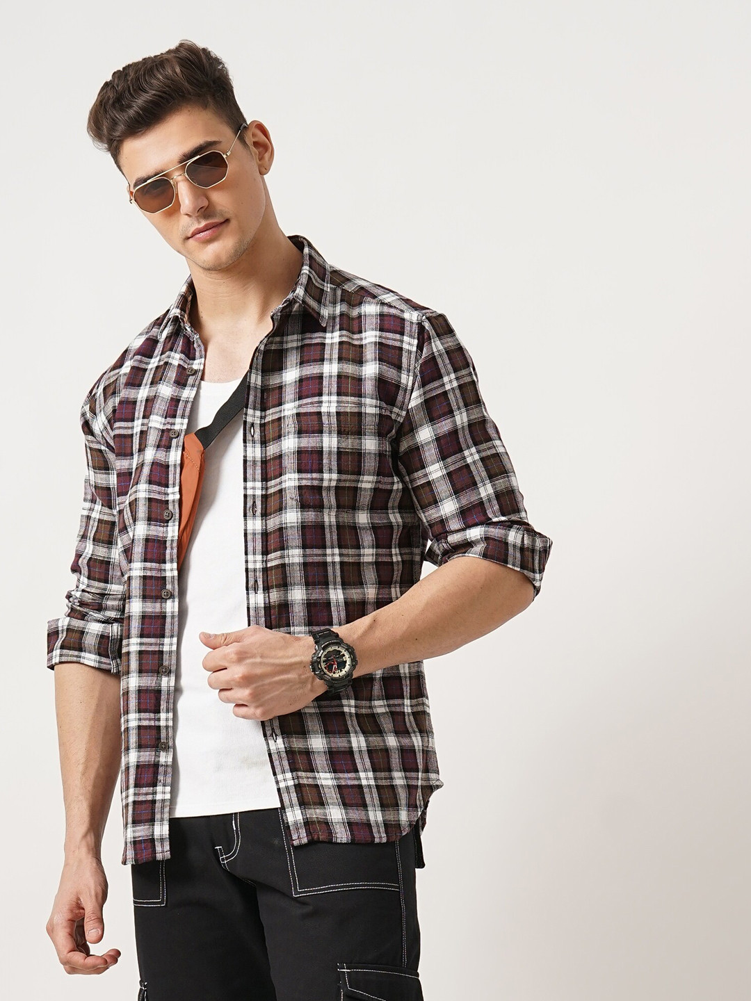 British Club Classic Slim Fit Tartan Checked Cotton Casual Shirt