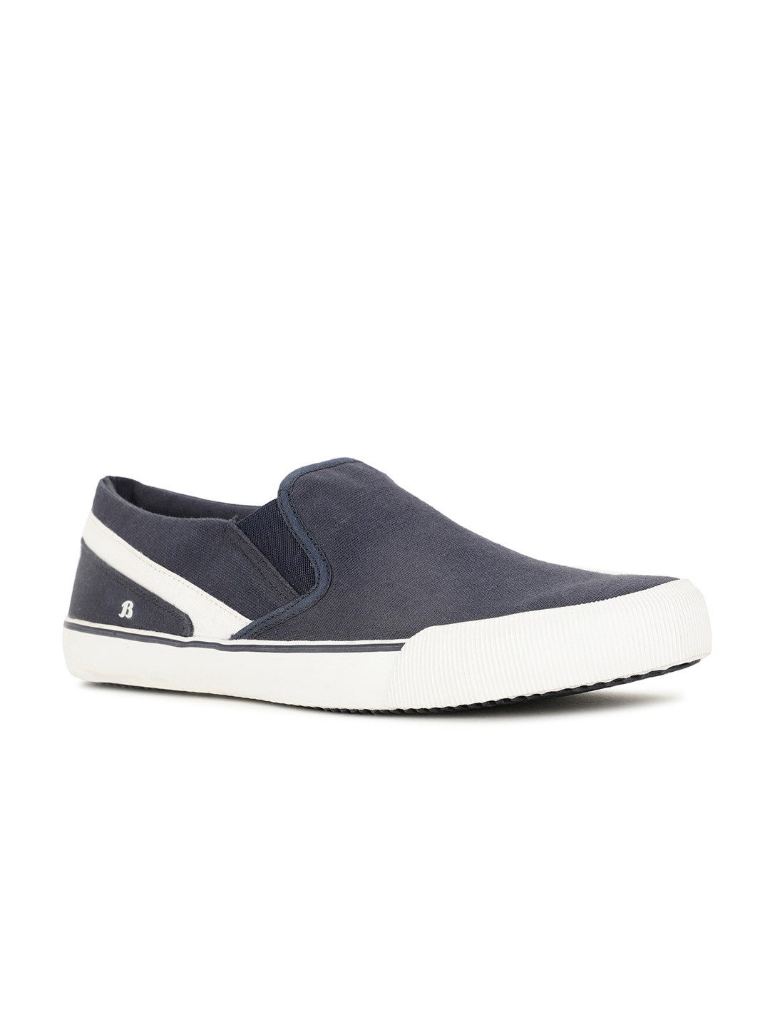 Bata Men Round Toe Canvas Slip-On Sneakers