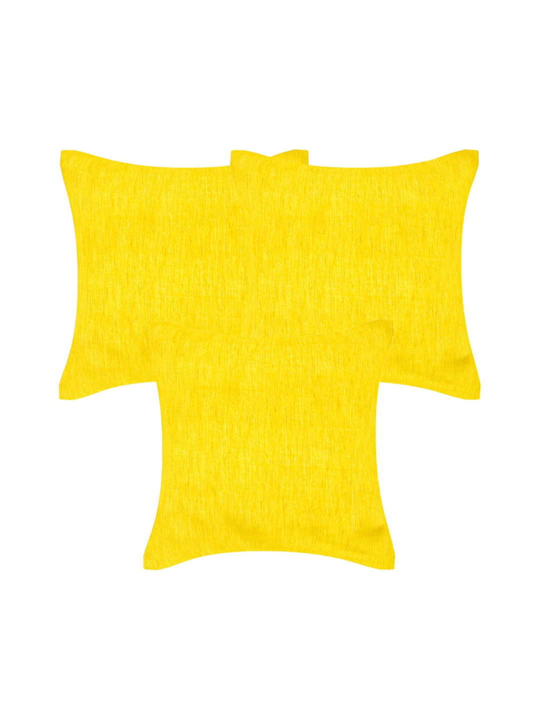 Home Heart Yellow Silk Washable 3 Piece Square Cushion Covers - 15.7 x 15.7 Inches