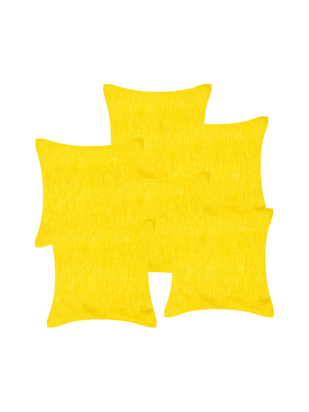 Home Heart Yellow Silk Washable 6 Piece Square Cushion Covers - 17.7 x 17.7 Inches