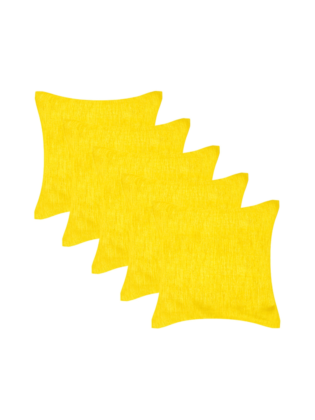 Home Heart Lemon Dupioni Yellow Silk Washable 5 Pcs Square Cushion Covers - 15.7 x 15.7 In