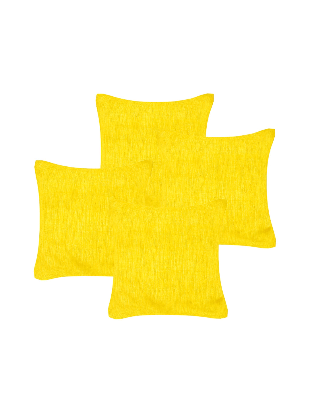 Home Heart Lemon Dupioni Yellow Silk Durable 4 Pcs Square Cushion Covers - 11.8 x 11.8 In